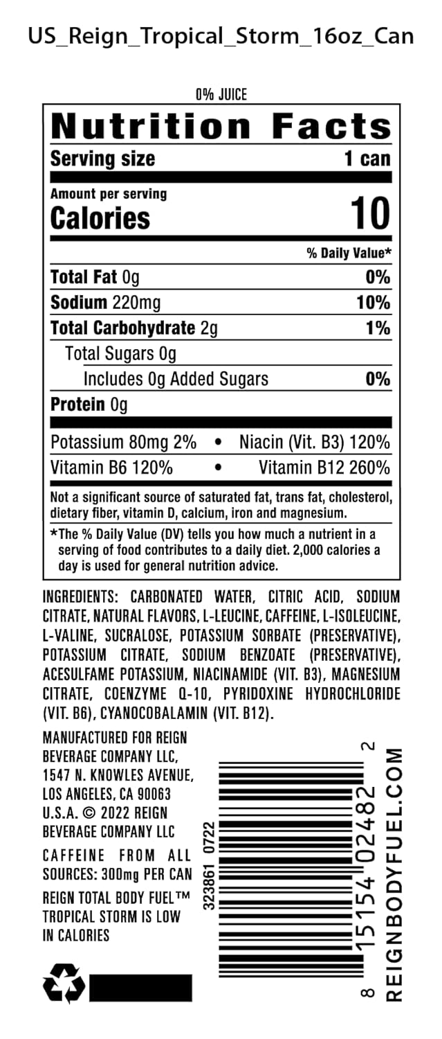REIGN Total Body Fuel, Reignbow Sherbet, Fitness & Performance Drink, 16 Fl Oz (Pack of 12) - Image 3